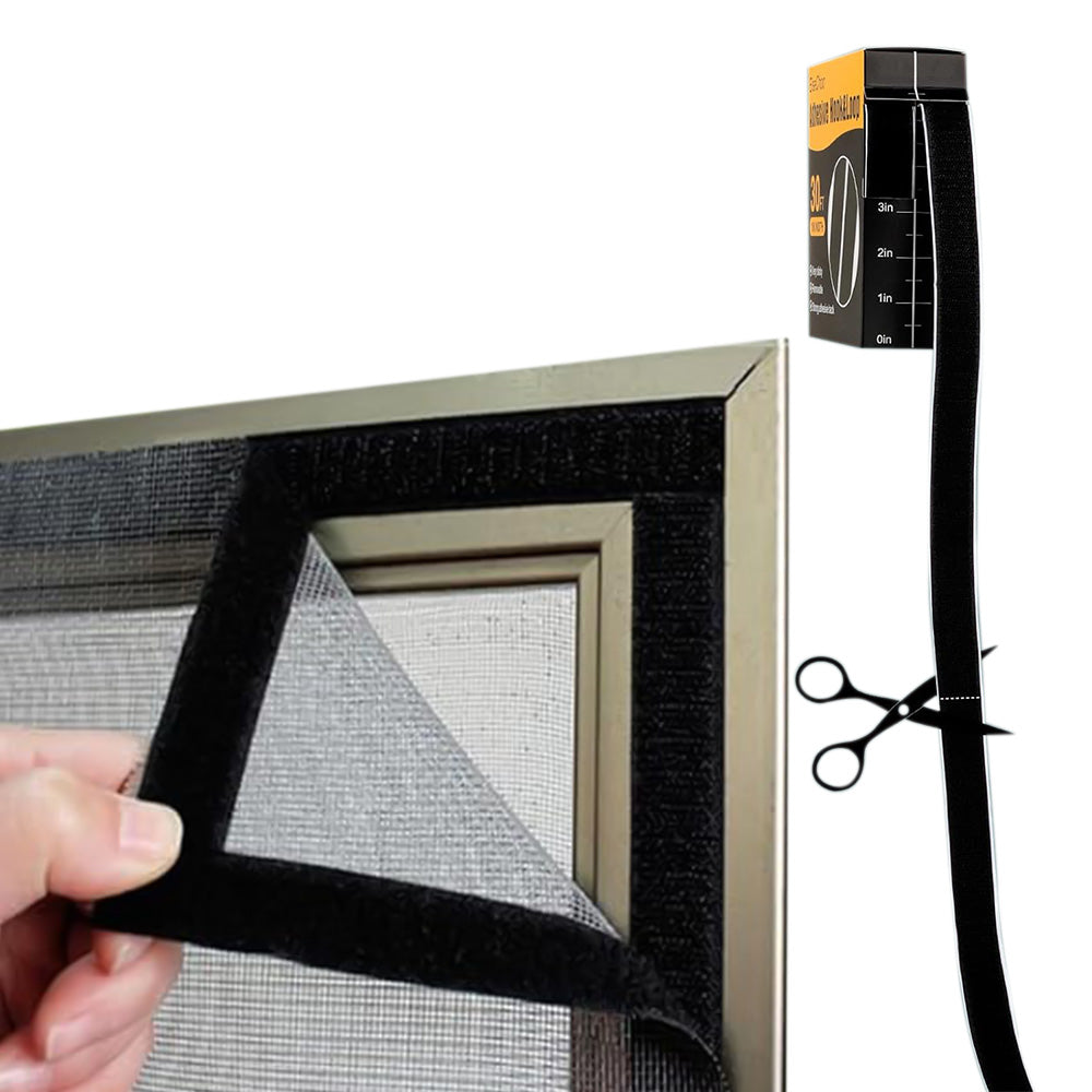 30Ft Hook and Loop Strips with Adhesive 2 Rolls Heavy Duty Hook Loop Tape -Black