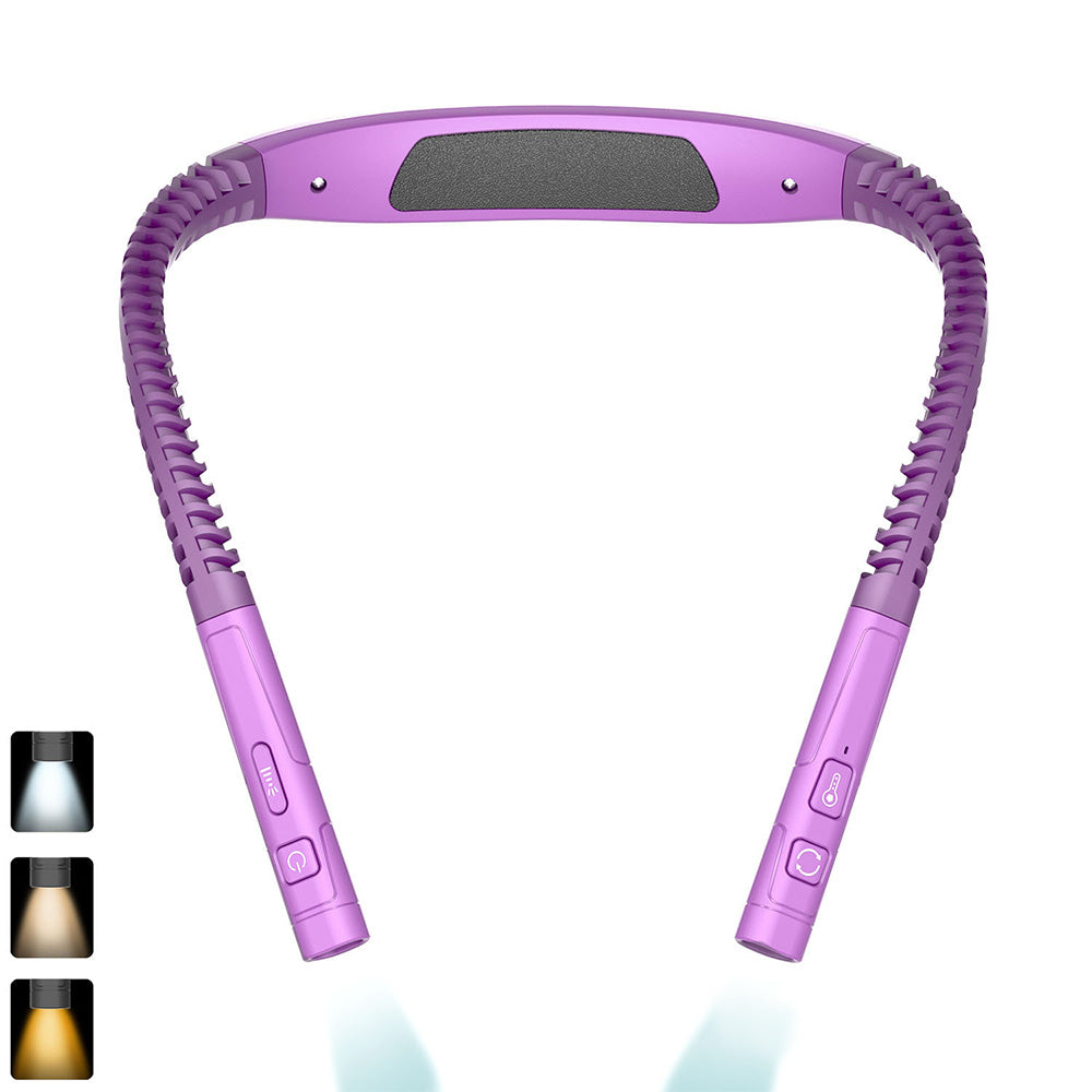 LED Book Light Adjustable Brightness Neck Reading Light for Knitting Repairing-Purple
