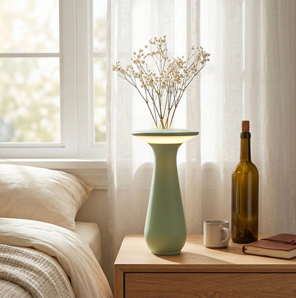 Rechargeable Vase Table Night Light with Warm Dimmable Glow - Green