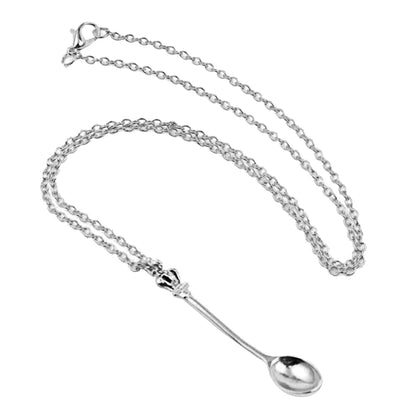 4Pcs Mini Crown Spoon Necklace Mini Tea Spoon Pendant Charm Vintage Jewelry for Women Girls