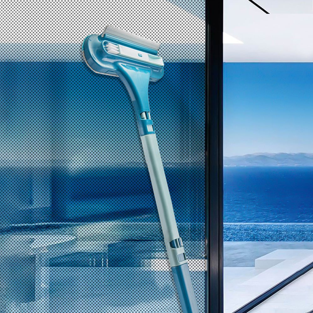 3 in 1 Multifunctional Glass Window Screen Cleaning Brush Home Cleaning Tool Blue