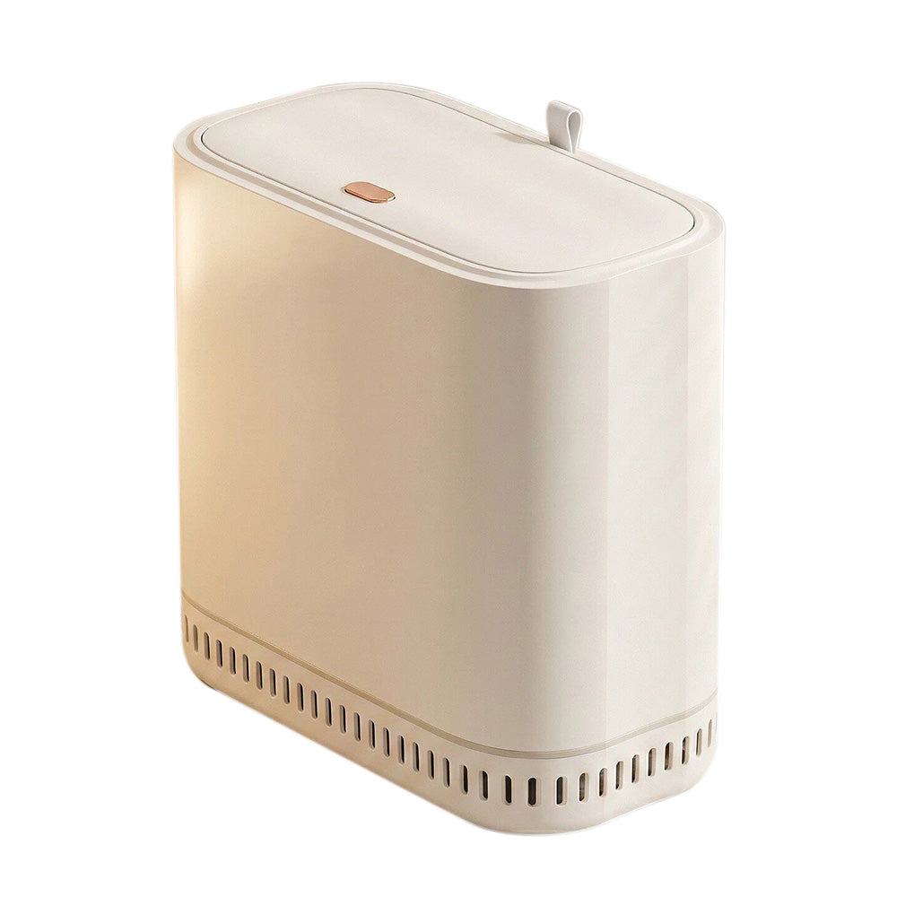 Household Adsorption Trash Can with Lid for Bathroom - Beige