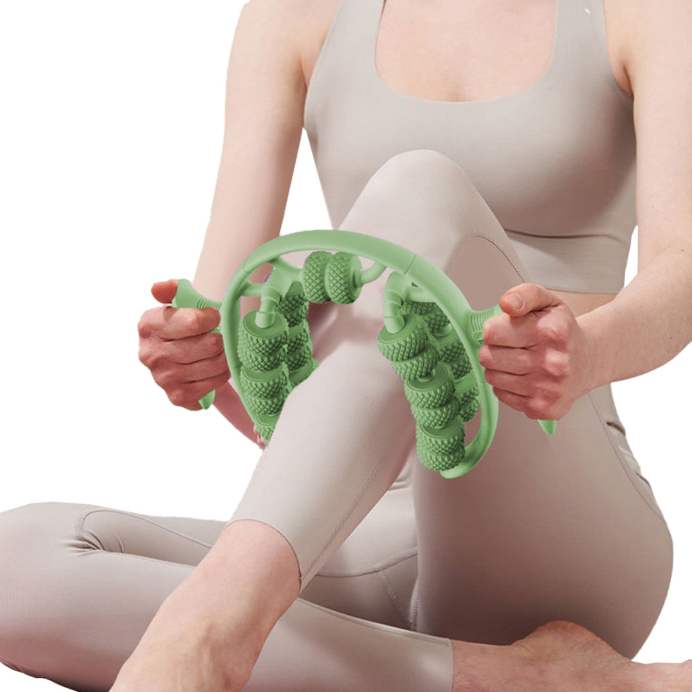 26 Wheels Annular Leg Clamp Massager Leg Massage Device Manual Muscle Relaxer Green