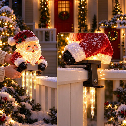 Solar Fence Icicle Light Cascading Glow Holiday Decoration Light - Santa