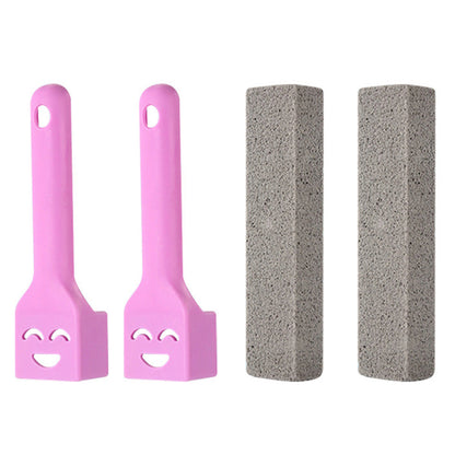 4Pcs Pumice Stone Cleaning Brush with Removable Handle for Toilet Bathroom Kitchen