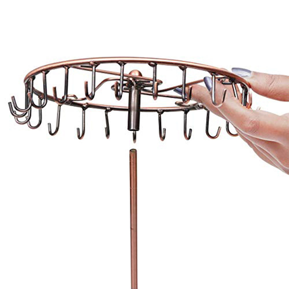 23-Hook Rotating Jewelry Display Rack Ring Holder Organizer Necklace Stand Bronze