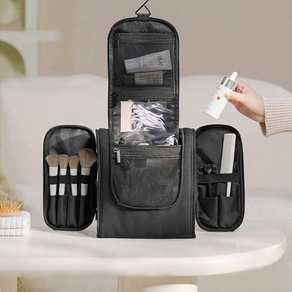 Expandable Travel Toiletry Bag Cosmetic Organizer Bag Makeup Case Black