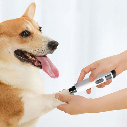 Electric Pet Nail Grinder for Dogs Cats with 5 Speeds LED Light -White