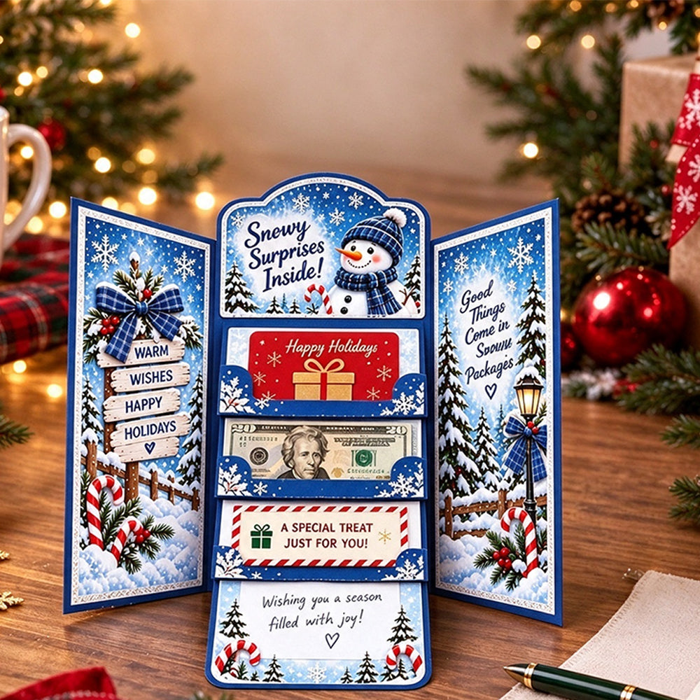 Waterfall Christmas Gift Card Booklet Christmas Gift Card Book for Adults - Snowman