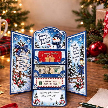 Waterfall Christmas Gift Card Booklet Christmas Gift Card Book for Adults - Snowman
