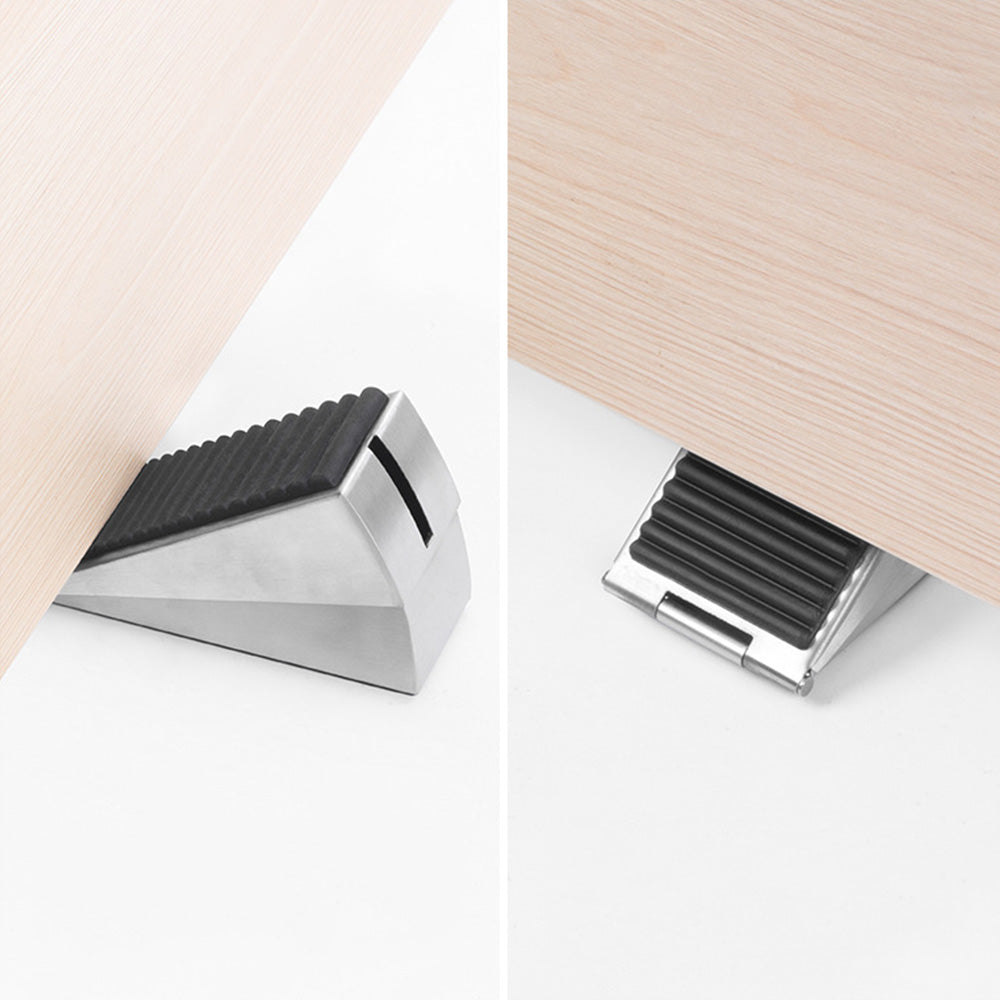 Adjustable Spring Door Stopper Tall Door Stop Wedge for Bottom of Doors Silver