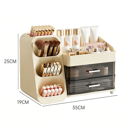 Cosmetic Organizer for Skincare Storage for Dresser Table Top-Beige
