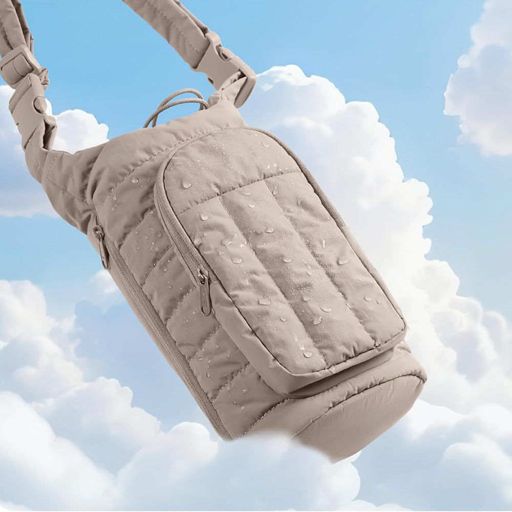 Water Bottle Holder Bag with Strap Crossbody Bag Gym Accessories-Camel