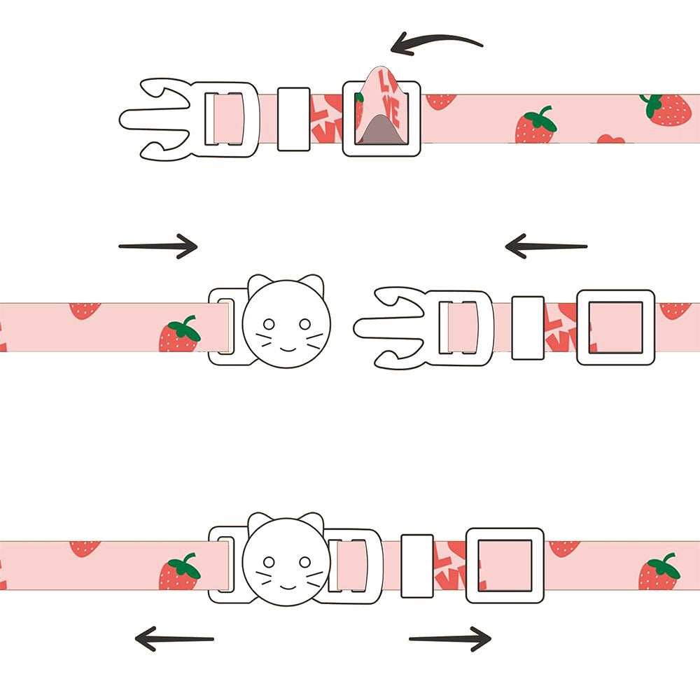 2 Piece Soft Cotton Adjustable Breakaway Cat Collars - Pink and White
