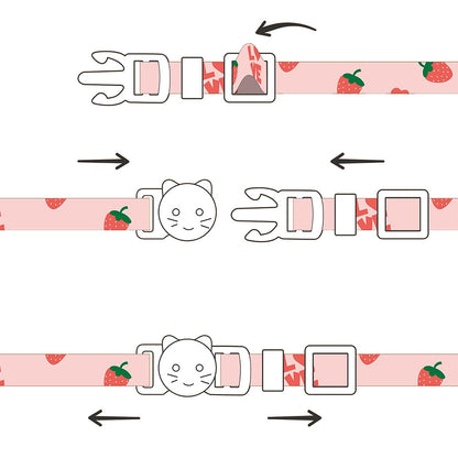 2 Piece Soft Cotton Adjustable Breakaway Cat Collars - Pink and White