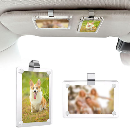 2PCS Clear Car Sun Visor Photo Holders with Magnetic Clips for Pictures