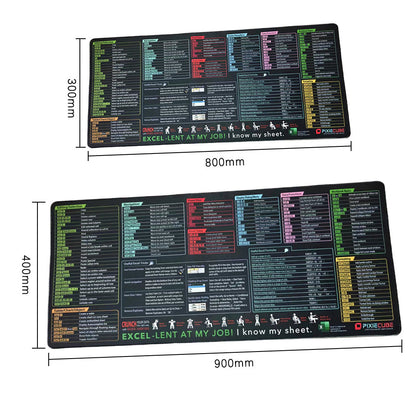 Non-Slip Excel Shortcut Keys Mouse Pad Quick Key Cheat Sheet Gaming Mousepad Office Spreadsheet Keyboard Mat