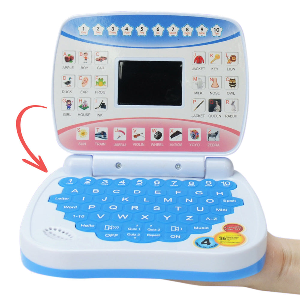 Pretend Laptop Toy with Music for Bilingual Learning - Blue