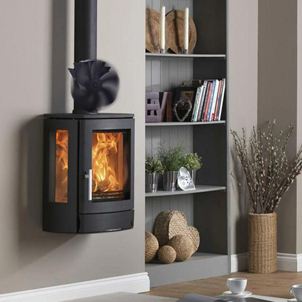 Heat Powered Fireplace Fan Eco-Friendly Stove Fan with Thermometer