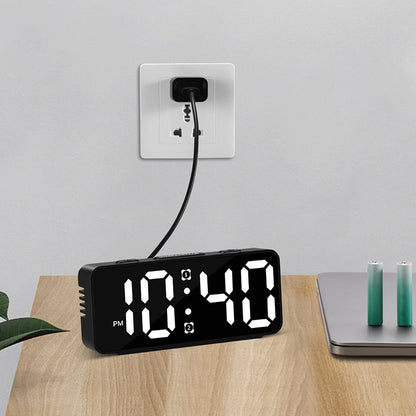 Small Digital Alarm Clock with 6 Dimmers and 5 Alarm Volumes for Bedrooms-Black