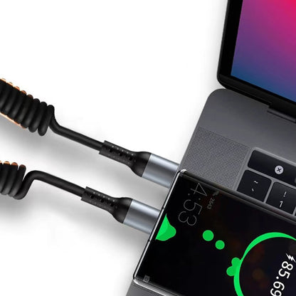 USB C To C Cable Car Coiled Type C Charging Cable For iPhone Samsung