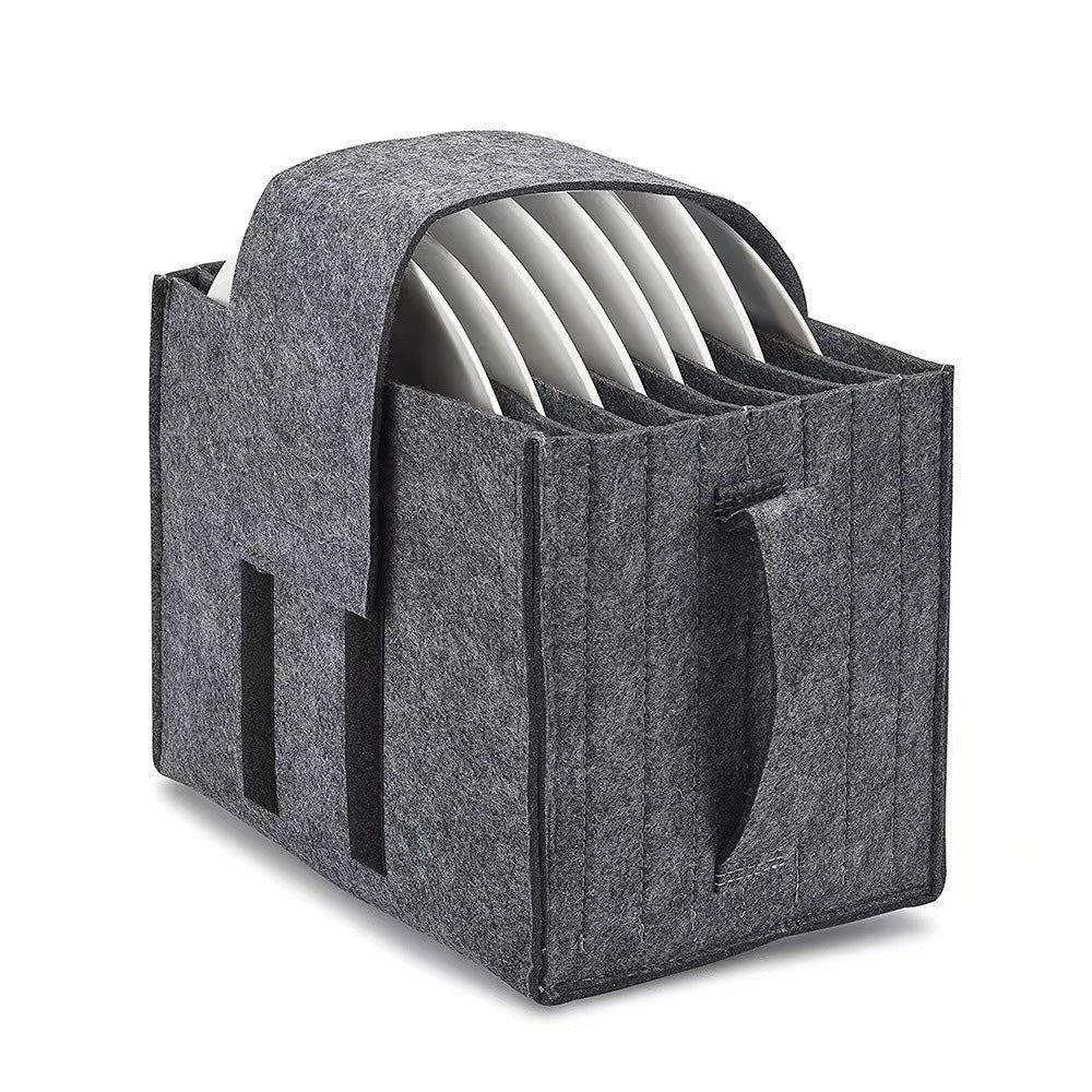 Felt Plate Holder Storage Bag Tableware Organizer for Camping Picnic