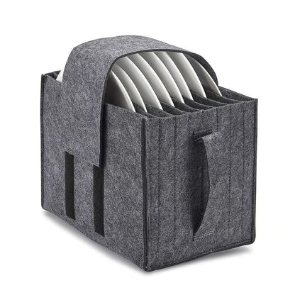 Felt Plate Holder Storage Bag Tableware Organizer for Camping Picnic