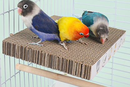 Parrot Toys Bird Perch Stand Cardboard Anti-bite Hair Grinding Pad Bird Cage Accessories