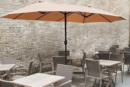 2.7M Waterproof Umbrella Replacement Canopy Top Cover For 12 Ribs Sunscreen Garden Three Heads Patio Umbrella Replacement Cloth-Khaki