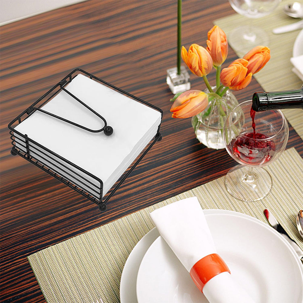 2Pcs Square Paper Napkin Holder for Table Flat Napkin Holder with Weighted Arm
