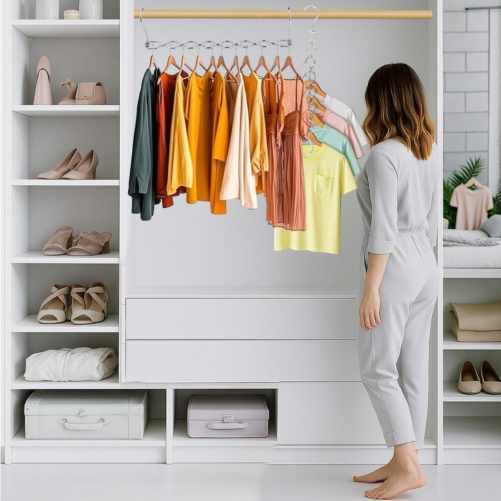 5Pcs Space Saving Hangers for Clothes Sturdy Metal Shirt Hanger Organizer