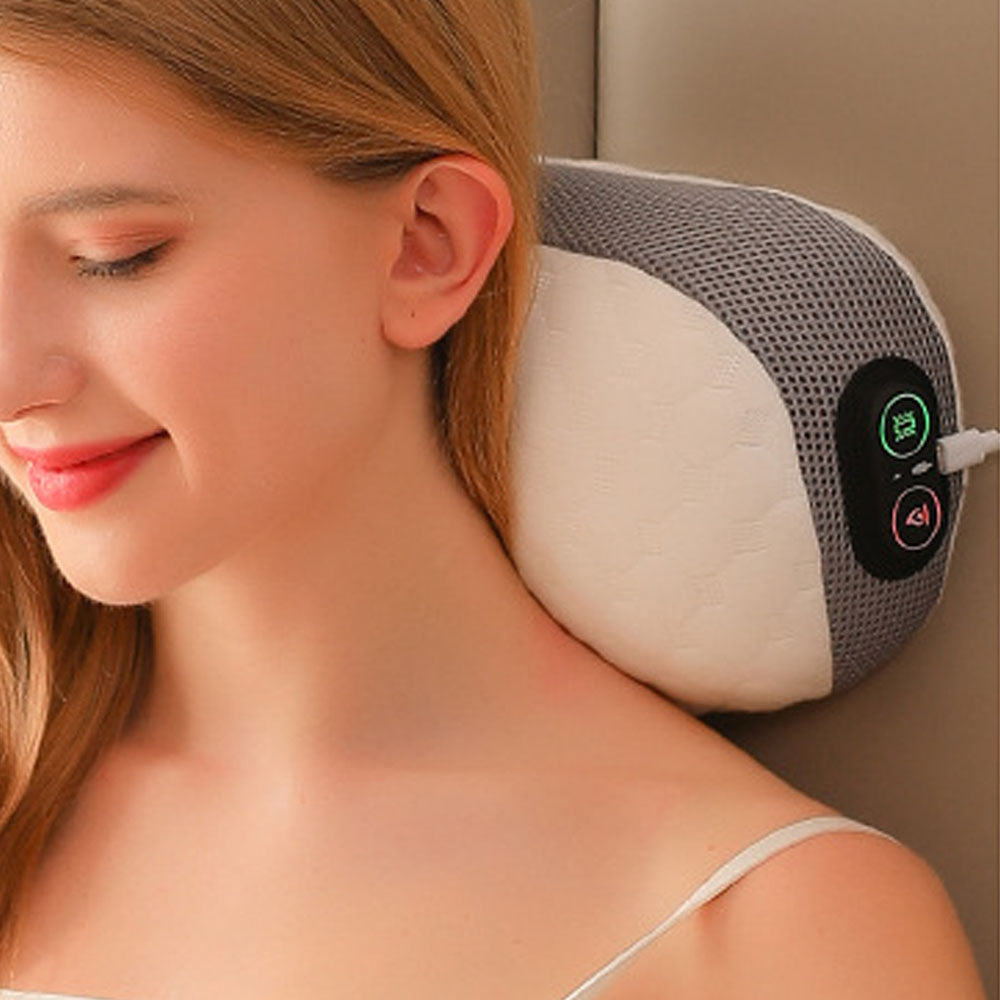 Electric Cervical Neck Traction Pillow Ergonomic Neck Massager Pillow with Heating Vibration Function