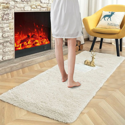 Non Slip Floor Mats Long Bedroom Rugs Fluffy Floor Mat Beige
