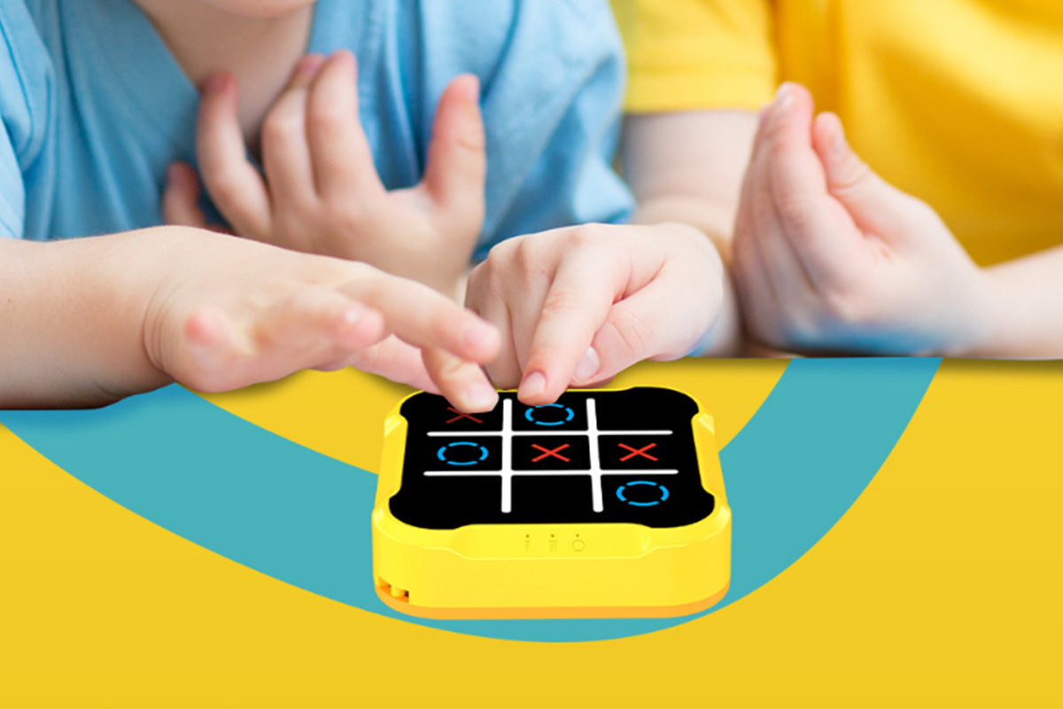 Electronic Tic-Tac Toe Game Handheld Puzzle Game Console for Kids-Yellow