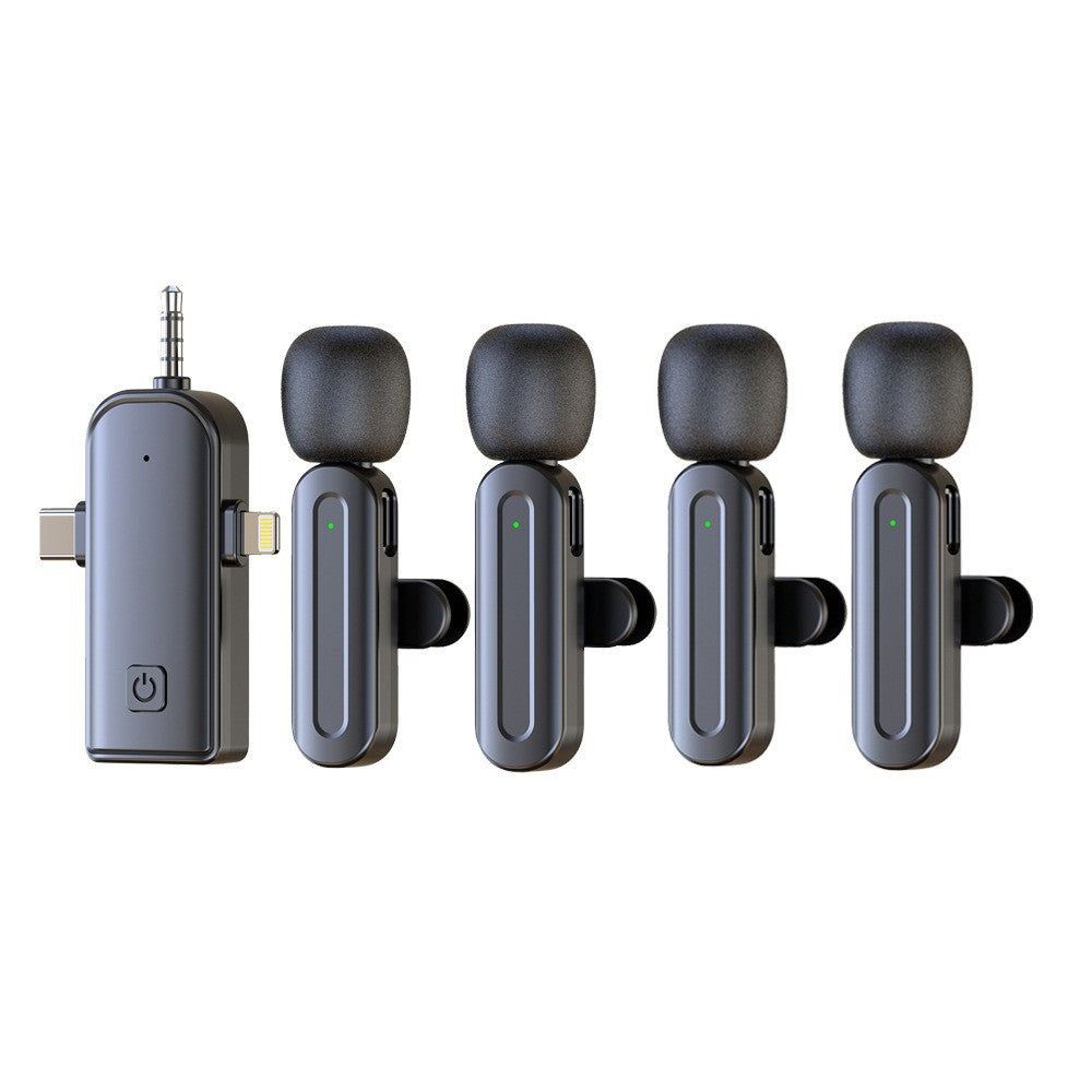 4Pcs Wireless Mini Microphone Lavalier Microphone for iPhone iPad Video Recording