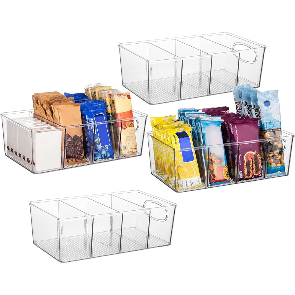 6Pcs Cabinet Organizer Bins with Handle Divided Storage Container for Kitchen