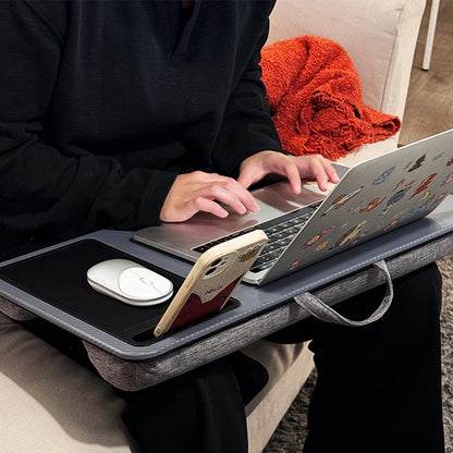Laptop Lap Desks for Adults Portable Laptop Desk with Mouse Pad and Phone Holder-Grey