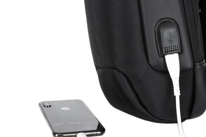 Travel Waterproof Anti-Theft Sling Chest Bag Backpack With USB Charge Port-Black