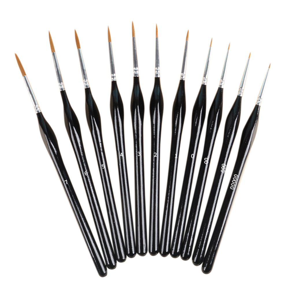 11 PCS Artist Paint Brush Set Detail Painting Brush-Black