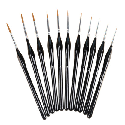 11 PCS Artist Paint Brush Set Detail Painting Brush-Black