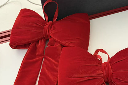 Large Christmas Bow Decoration Velvet Hanging Ornament for Tree Wall Door Decor