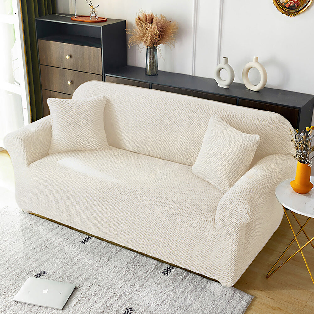 Elastic Full-Cover T-Shaped Jacquard Universal Sofa Slipcover for 1-4 Seater-Yellow
