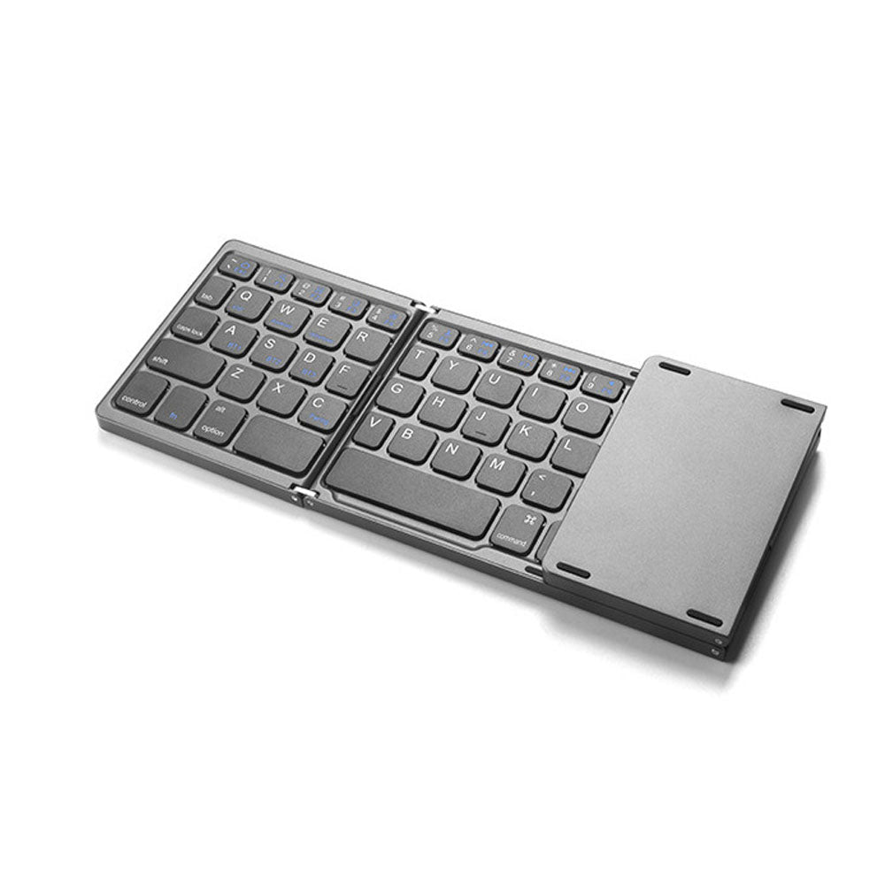 Foldable Bluetooth Keyboard Wireless Portable Keyboard Rechargeable for Laptop Tablet Smartphone Device Gray
