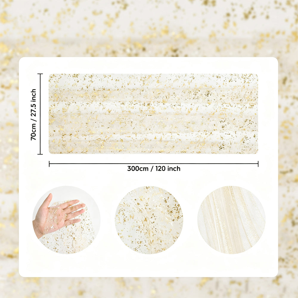 2 Piece 300x72 Gold Glitter Tulle Table Runner Wedding Decor