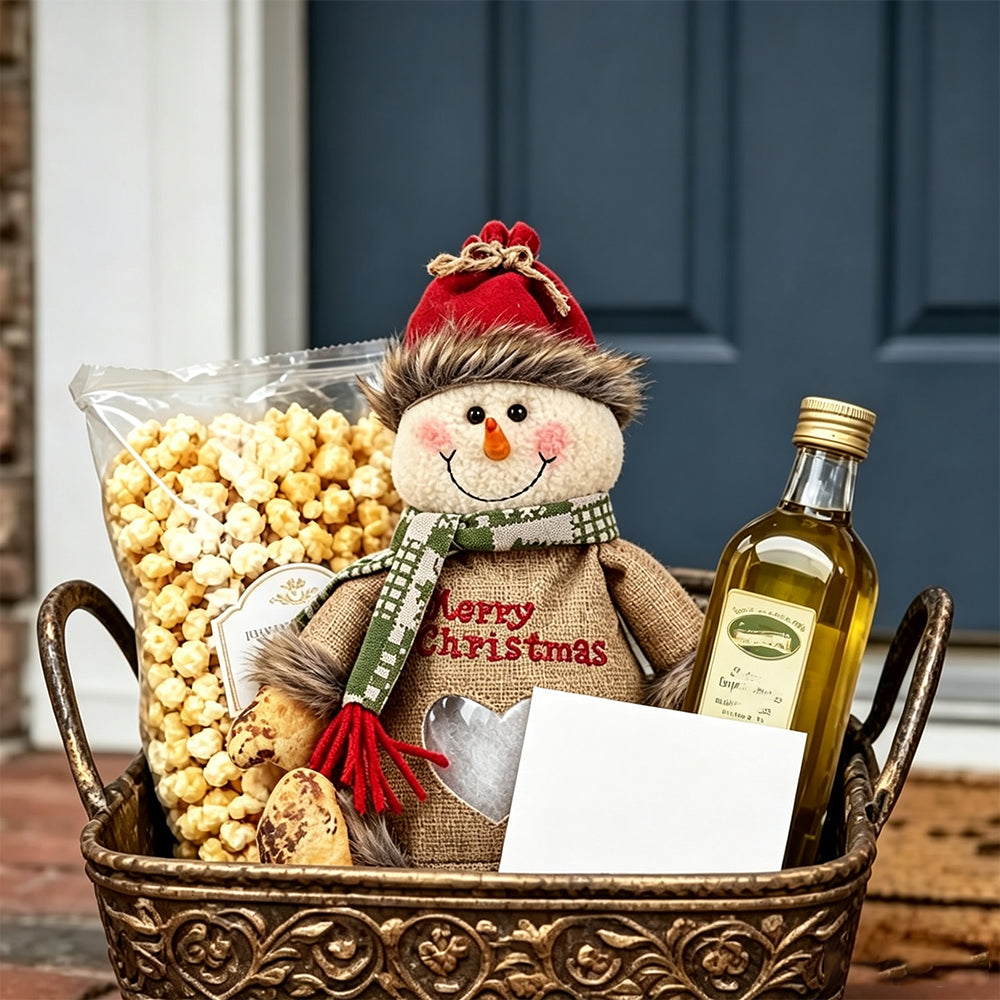 3 Pack Christmas Gift Bags with Zipper Burlap Candy Apple Pouch