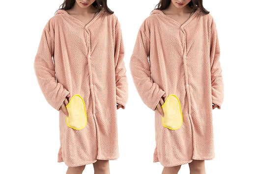 2Pcs Absorbent Wearable Hooded Surf Poncho Quick-Dry Blanket Towels For Swiming Surfing Aquatics-Pink