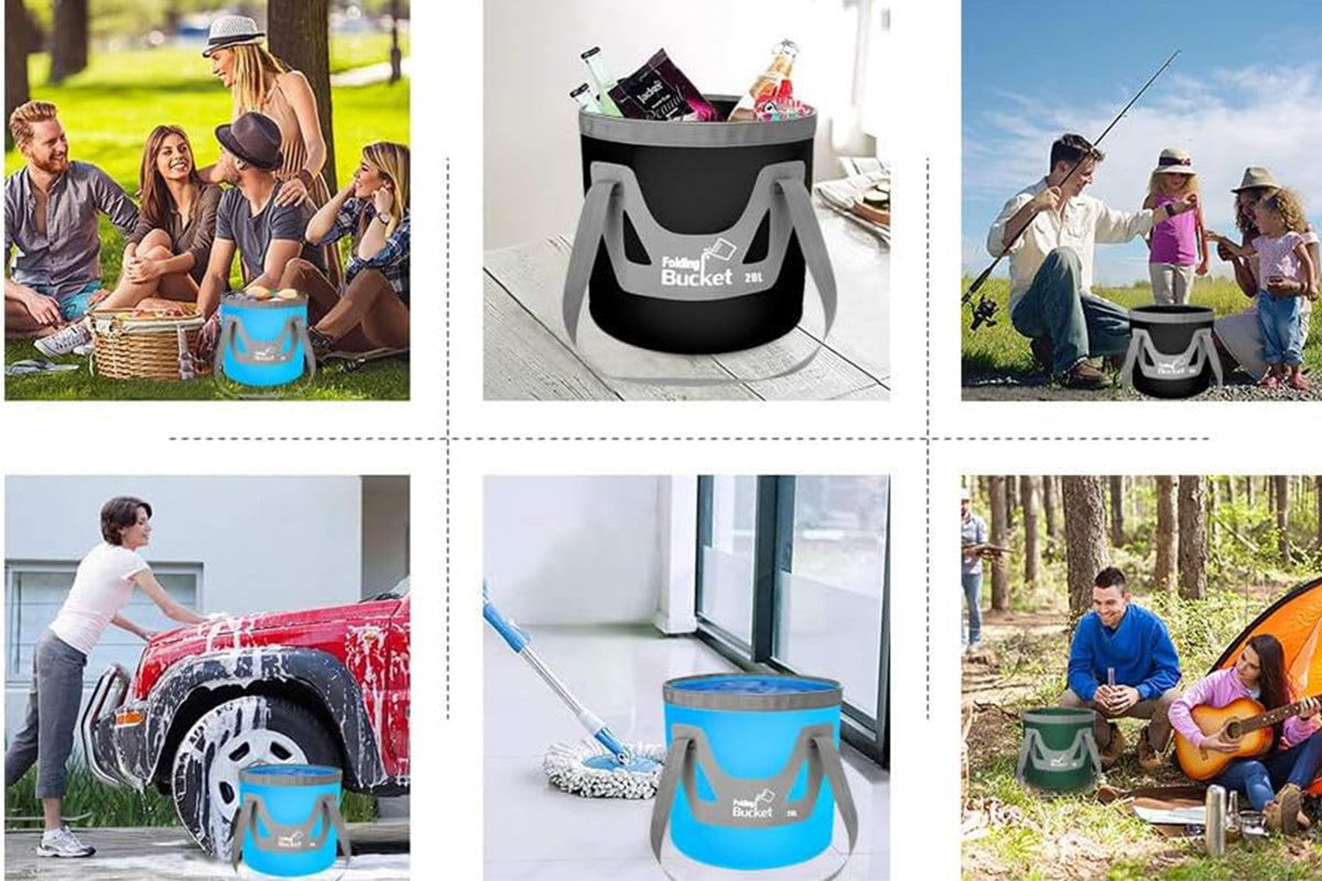 2Pcs 20L Collapsible Buckets with Handle Camping Water Storage Container Portable Folding Bucket for Fishing Camping Car Washing