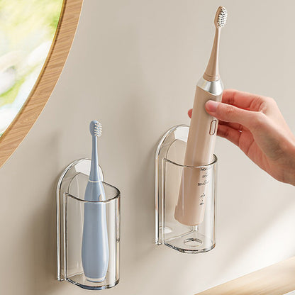 2Pcs Clear Wall-Mounted No-Drill Electric Toothbrush Holders