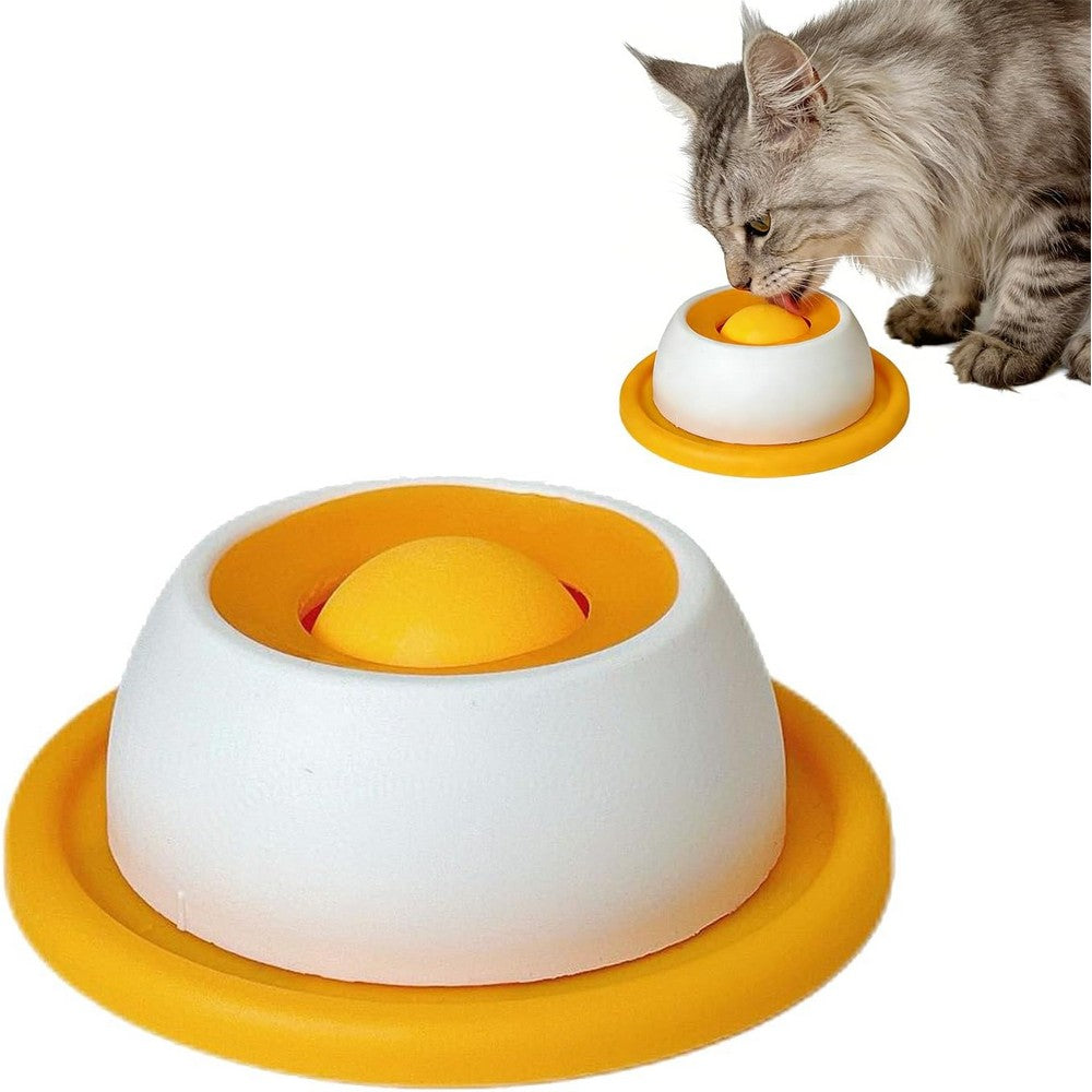 Cat Licking Bowl Slow Feeder Bowls for Yogurt Liquid Treat-Yellow