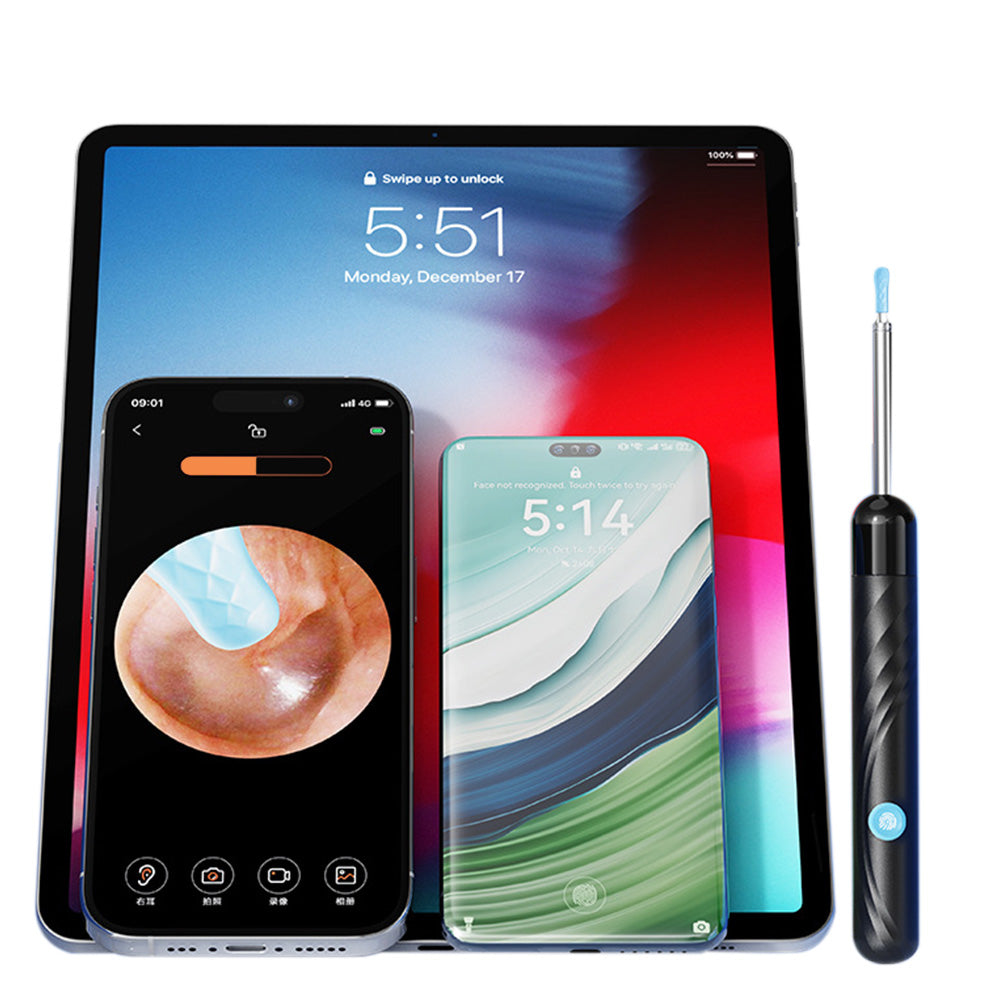 HD Ear Wax Removal Camera Tool for iOS & Android Wireless Visual Ear Cleaner-Black
